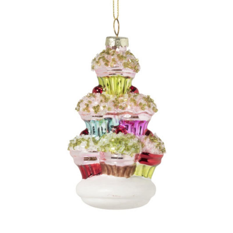 Kersthanger cupcakes toren - multikleur - ø6x12 cm
